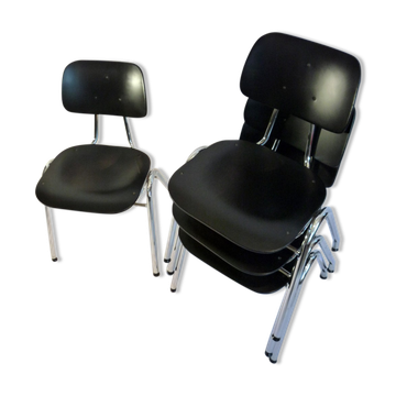 Set of 4 stackable chairs chrome steel tube