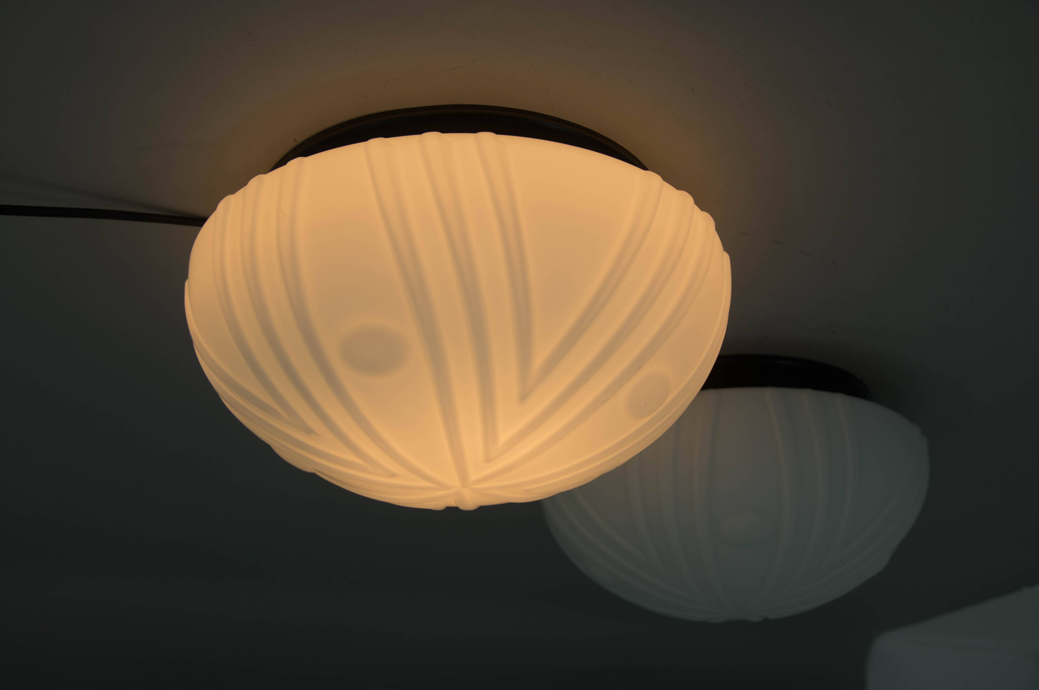 Pair of Mid-Century Flush Mounts, 1990s