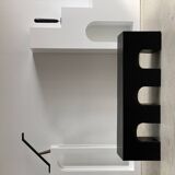 Bench in solid monoxyl wood, carved base in 3 arches - Black color