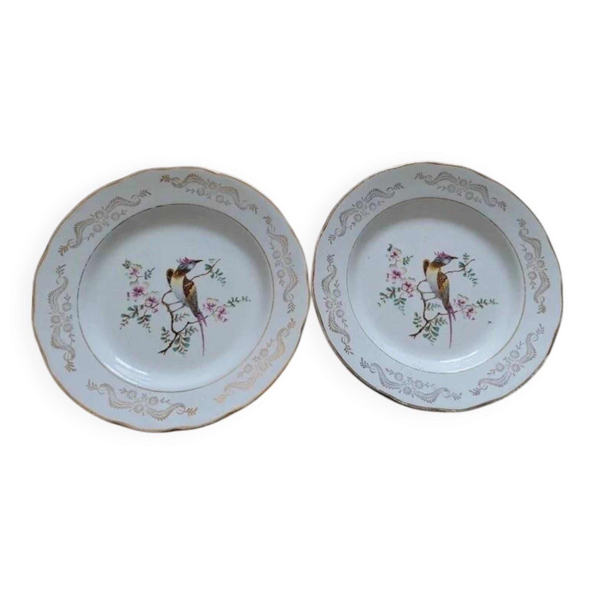 Two antique plates gien – yokohama model – 19th century earthenware