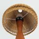 Danish modern table lamp teak and rattan 1960s mid century wicker light