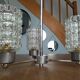 Suspension vintage avec 3 globes en verre ciselé