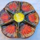 Ceramic oyster dish for 6 Barbotina handcrafted painted and enameled from Vallauris France 1970s