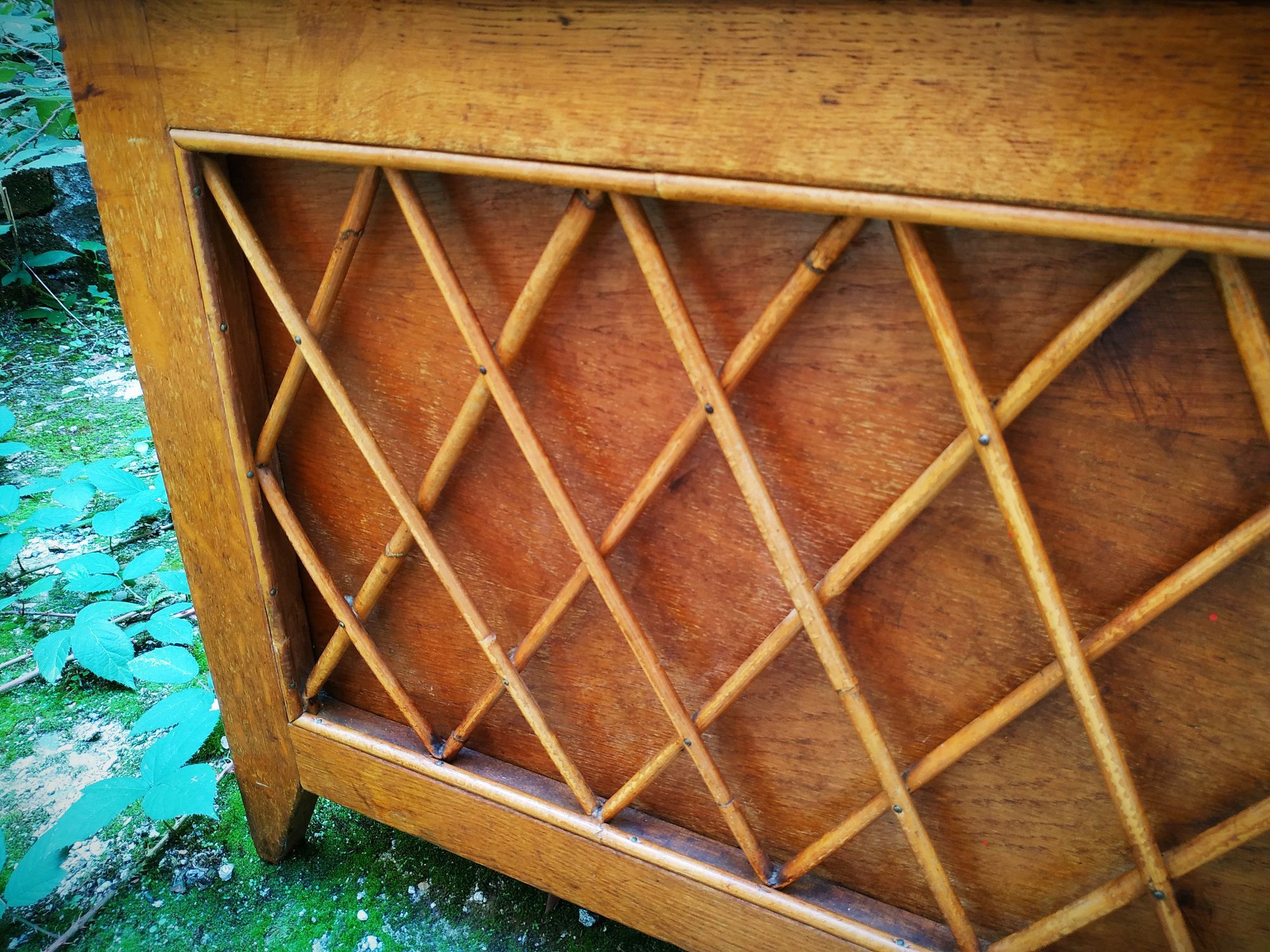 Chest in wood and rattan braided 1960's