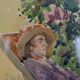 Watercolor Signed Emile Rondinet, woman resting in a Framed Garden