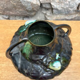 Art Nouveau barbotine vase with "scarabs" decoration.