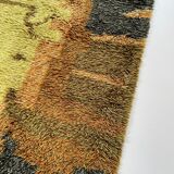 Tapis abstrait scandinave multicolore à poils hauts rya, suède, années 1960