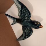 3 blue swallows, earthenware wall decoration