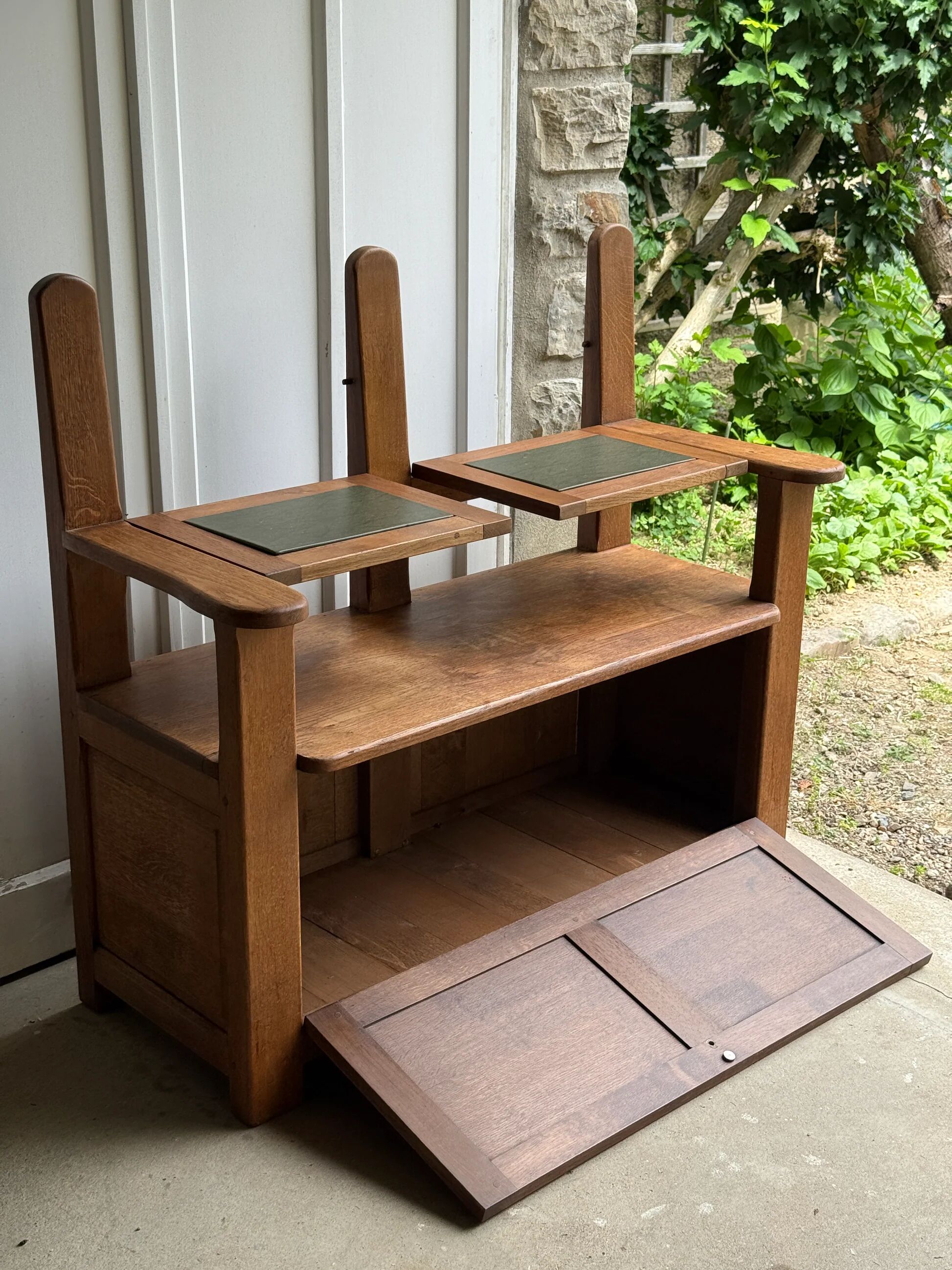 Singing bench / bench with storage chest in solid oak