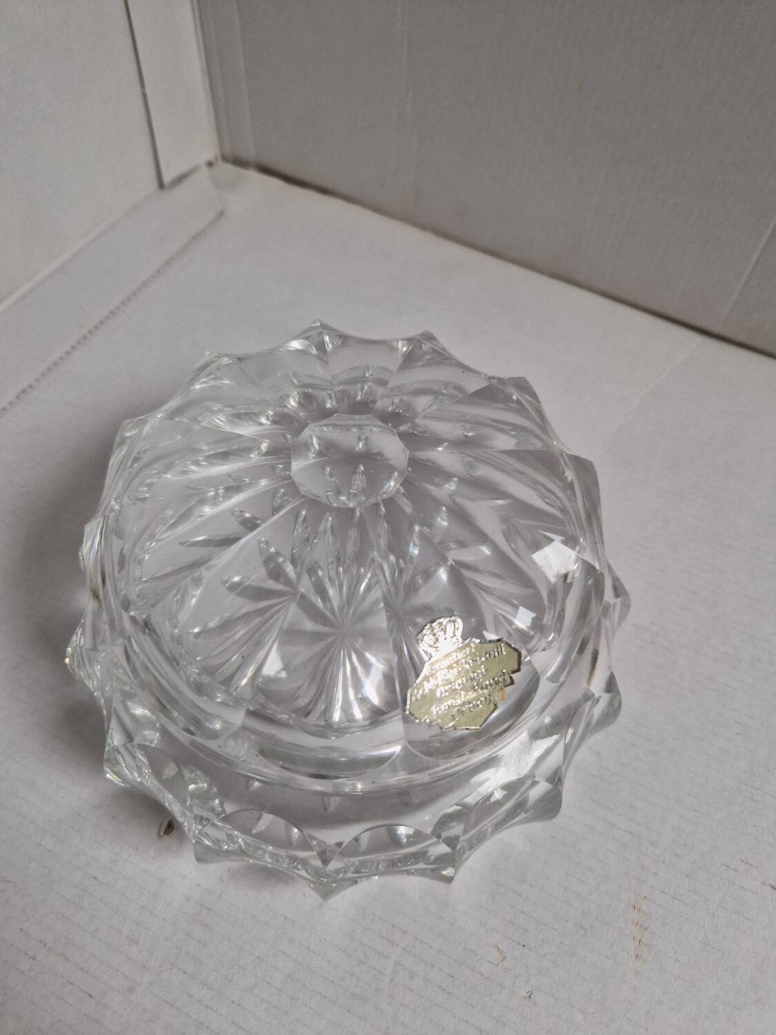 Old vintage decorative chiseled crystal candy box