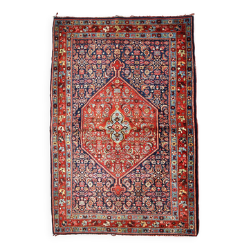 Tapis persan Bidjar antique fait main 4,5' x 5,6' (137 cm x 170 cm) années 1900 - 1B740