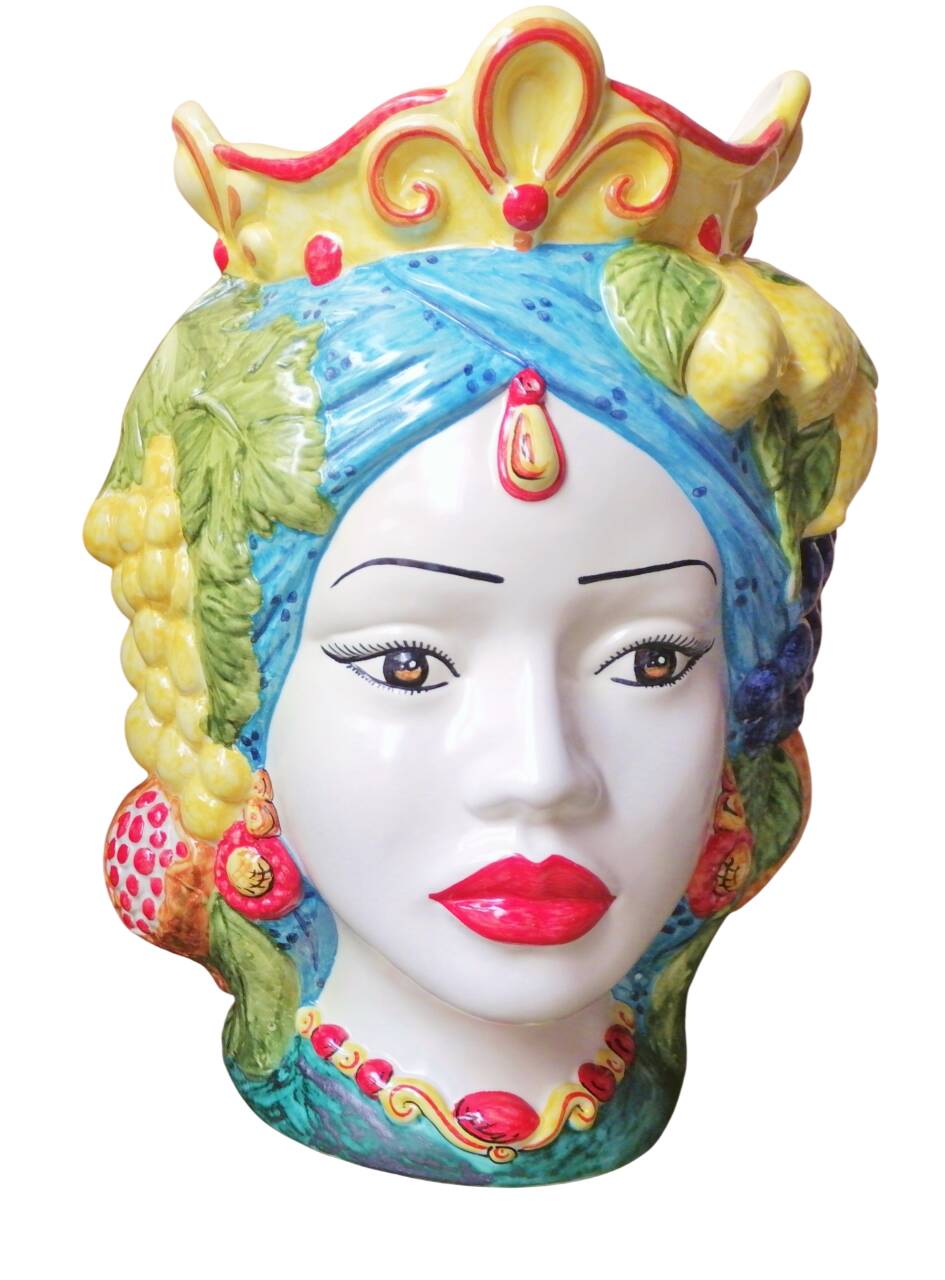 coppia di teste di moro siciliane in ceramica