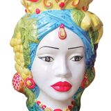 coppia di teste di moro siciliane in ceramica