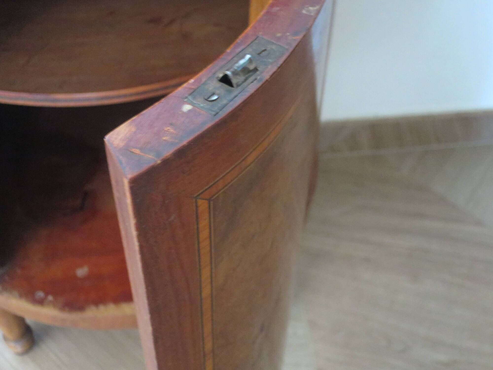 Small chest of drawers - Half-moon table - Louis XVI style - Elm burr veneer - Pla