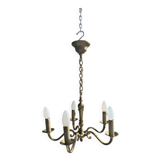 Classic gold chandelier with 5 light arms D:40cm