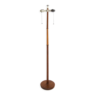 Scandinavian teak and leather floor lamp, Sweden, 1960