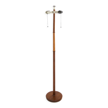 Lampadaire scandinave en teck et en cuir Suède 1960