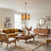 Mid Century Modern large chandelier with amber glass