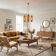 Mid Century Modern large chandelier with amber glass