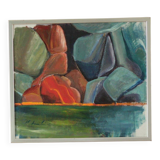 Original Swedish abstract oil painting on canvas "Abstract Rocks"
