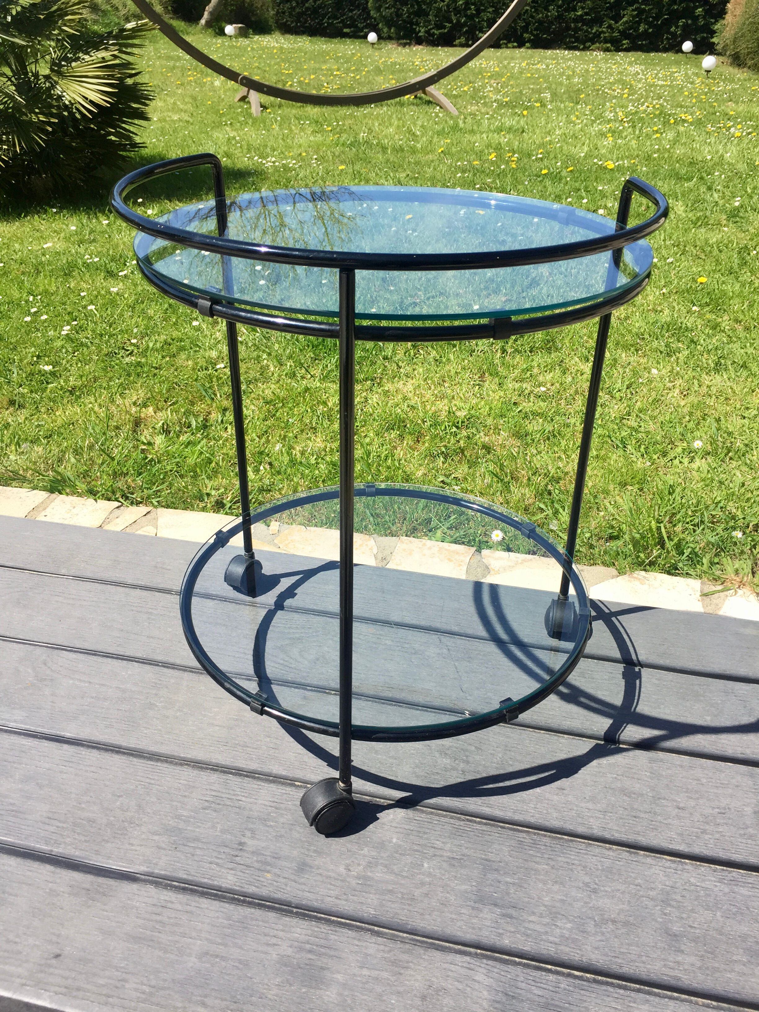 Vintage round service 70 glass trays