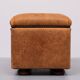 Sheepskin Leather pouf or Ottoman with storage 1970s
