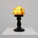 French Art Deco Table Lamp with Multicolored Spatter Glass Shade and Black