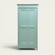 Antique Parisian wardrobe in grey-green solid pine.