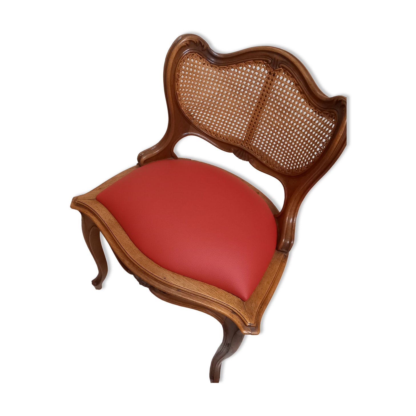 Office armchair Louis XV style red leather