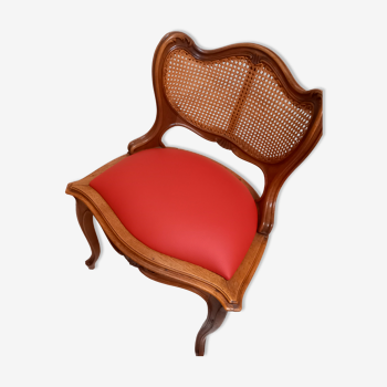 Fauteuil de bureau style Louis XV cuir rouge