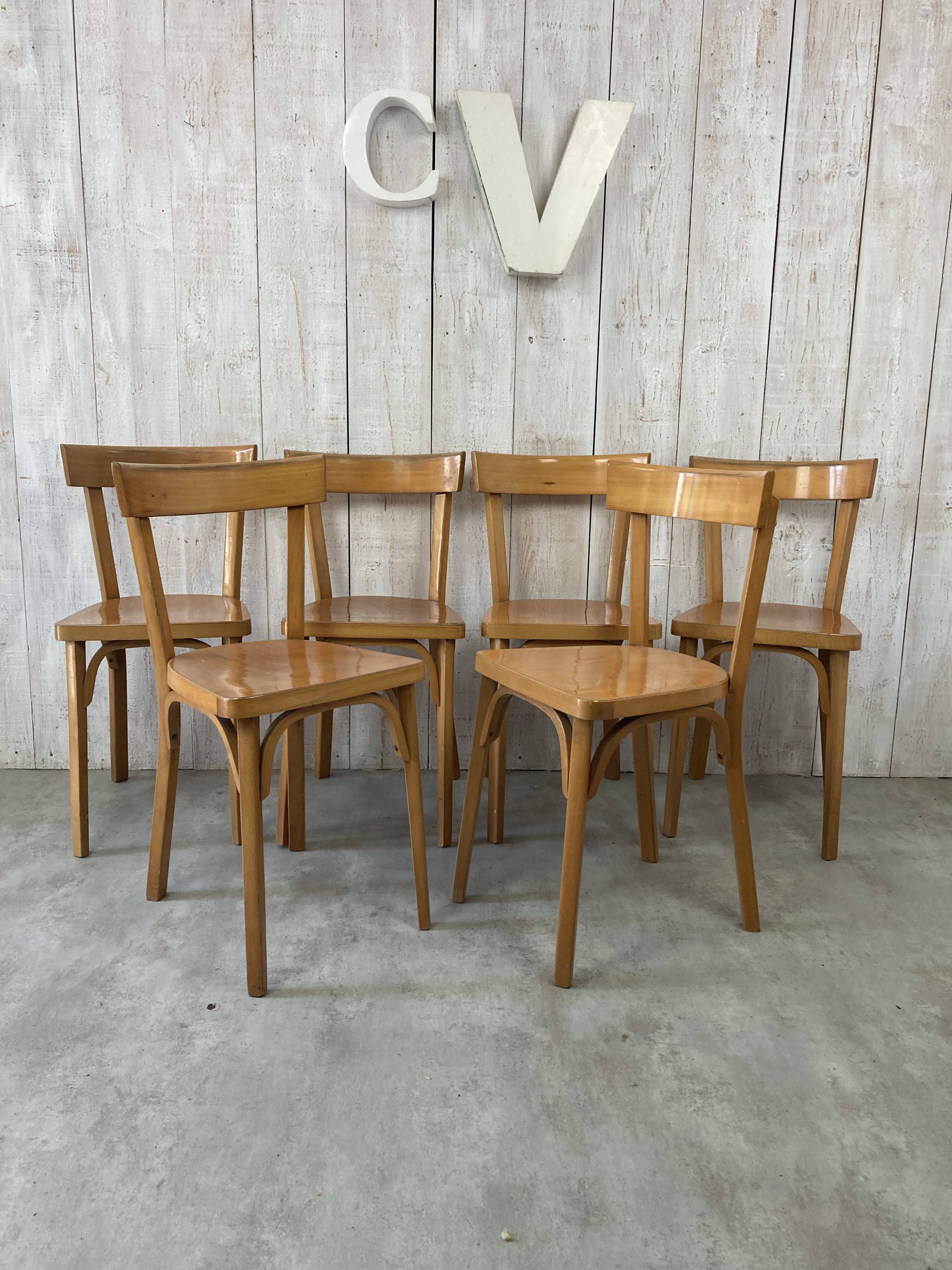 Ensemble de 6 chaises bistrot Baumann