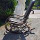 Rocking-chair vintage western wood and brown leather