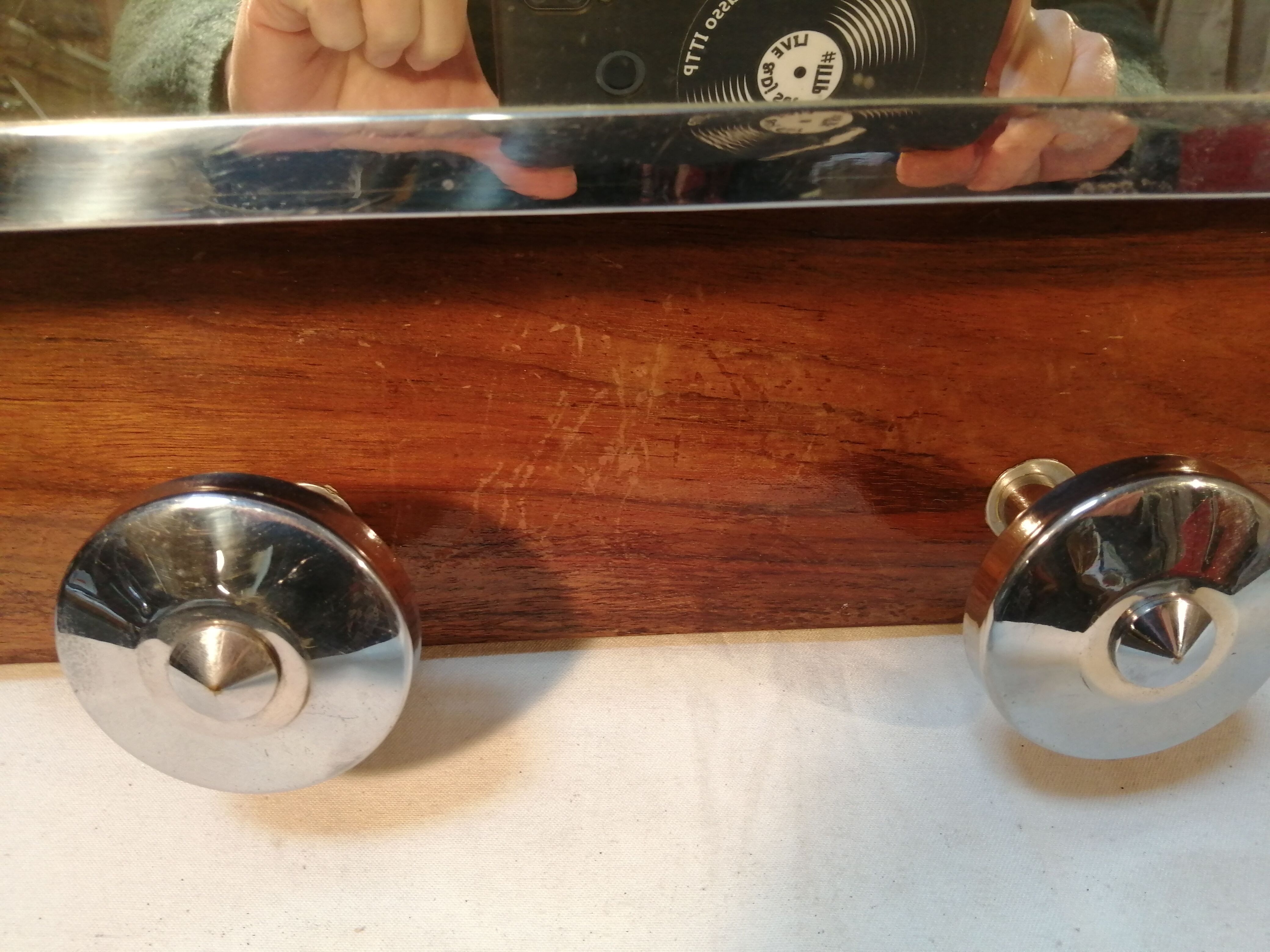 Art Deco wall rack - wood and chrome - vintage