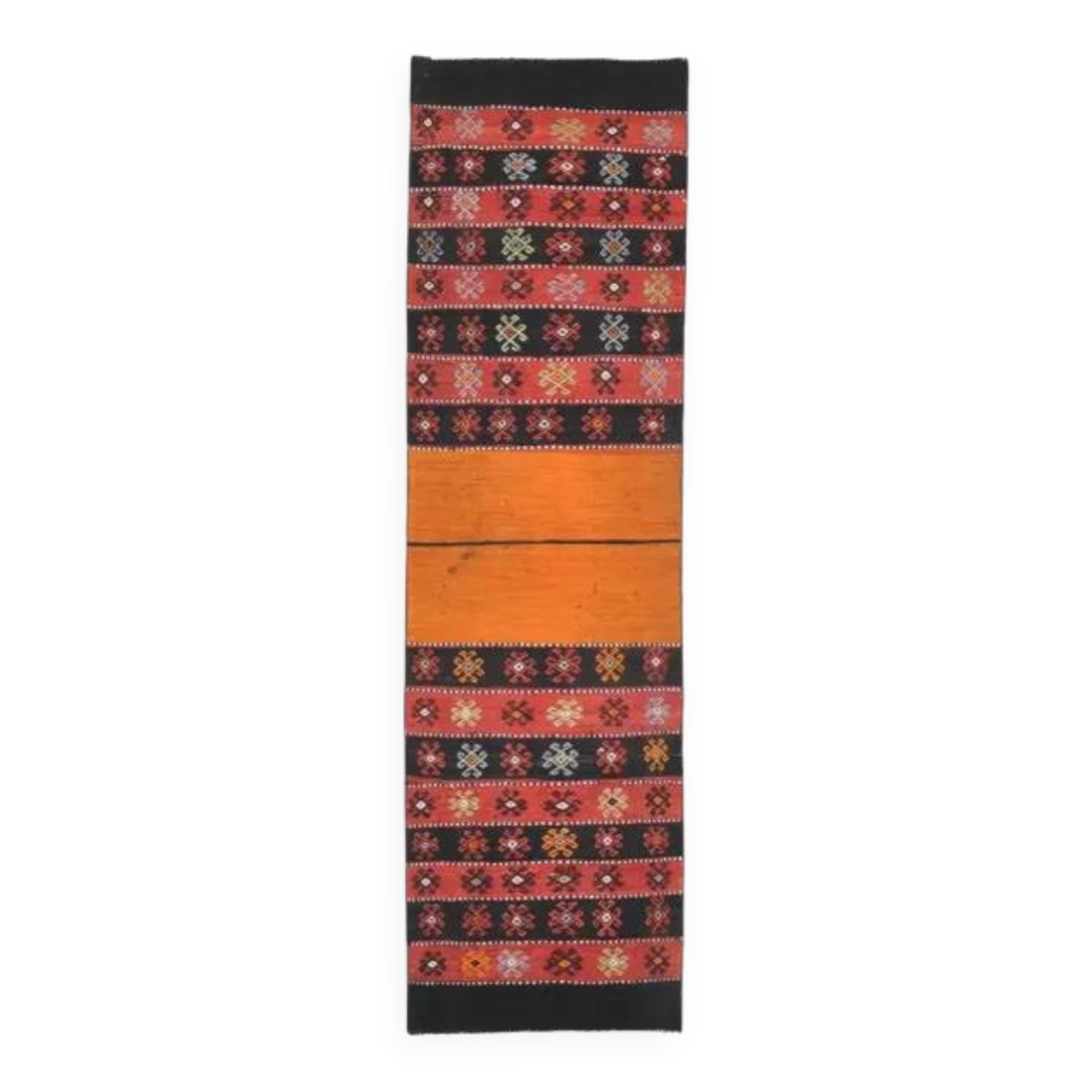 1970s Turkish Oushak Handmade Wool Cotton Red Runner Rug 65x229