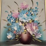 Tableau nature morte vasque rempli de fleurs