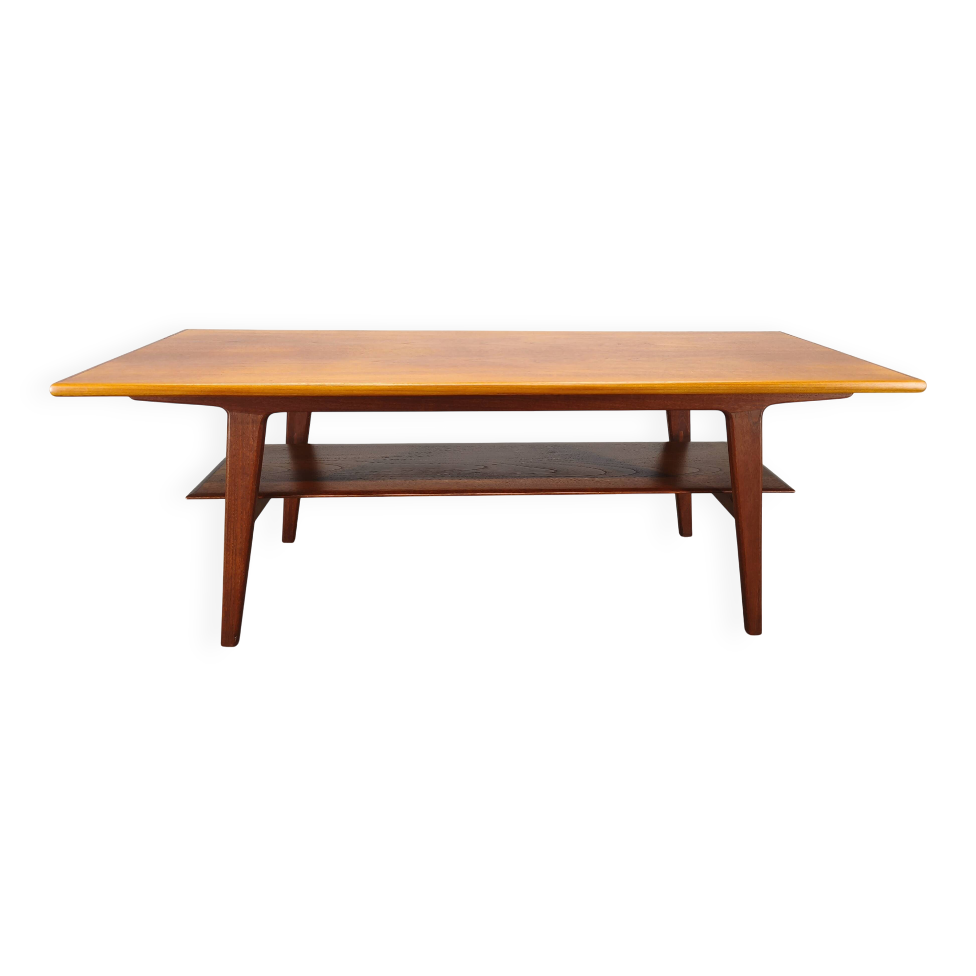 Danish Mid Century Teak Coffee Table with Shelf, 1960s