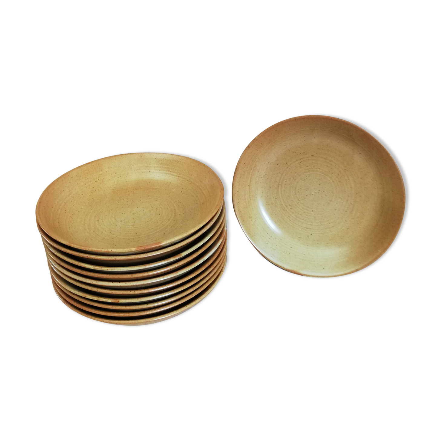 Series of 11 hollow plates Grès Village CNP