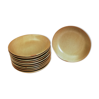 Series of 11 hollow plates Grès Village CNP
