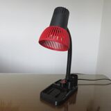 Red and black desk lamp with storage 80s era Memphis