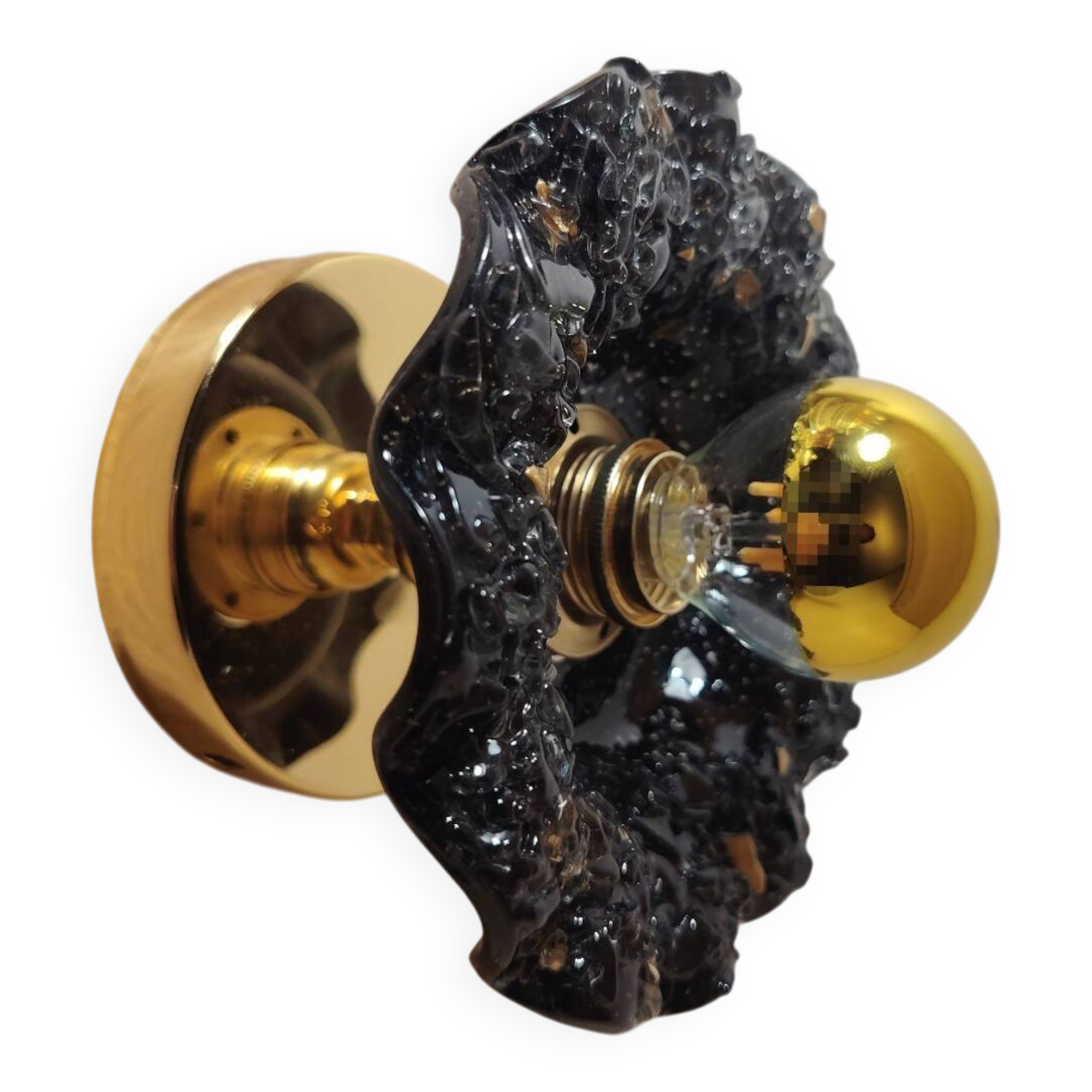 Black and gold Murano flower wall light
