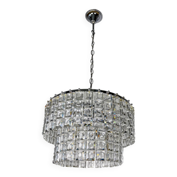 Kinkeldey 2-tier cut crystal chandelier, gilt brass, circa 1970s, Germany