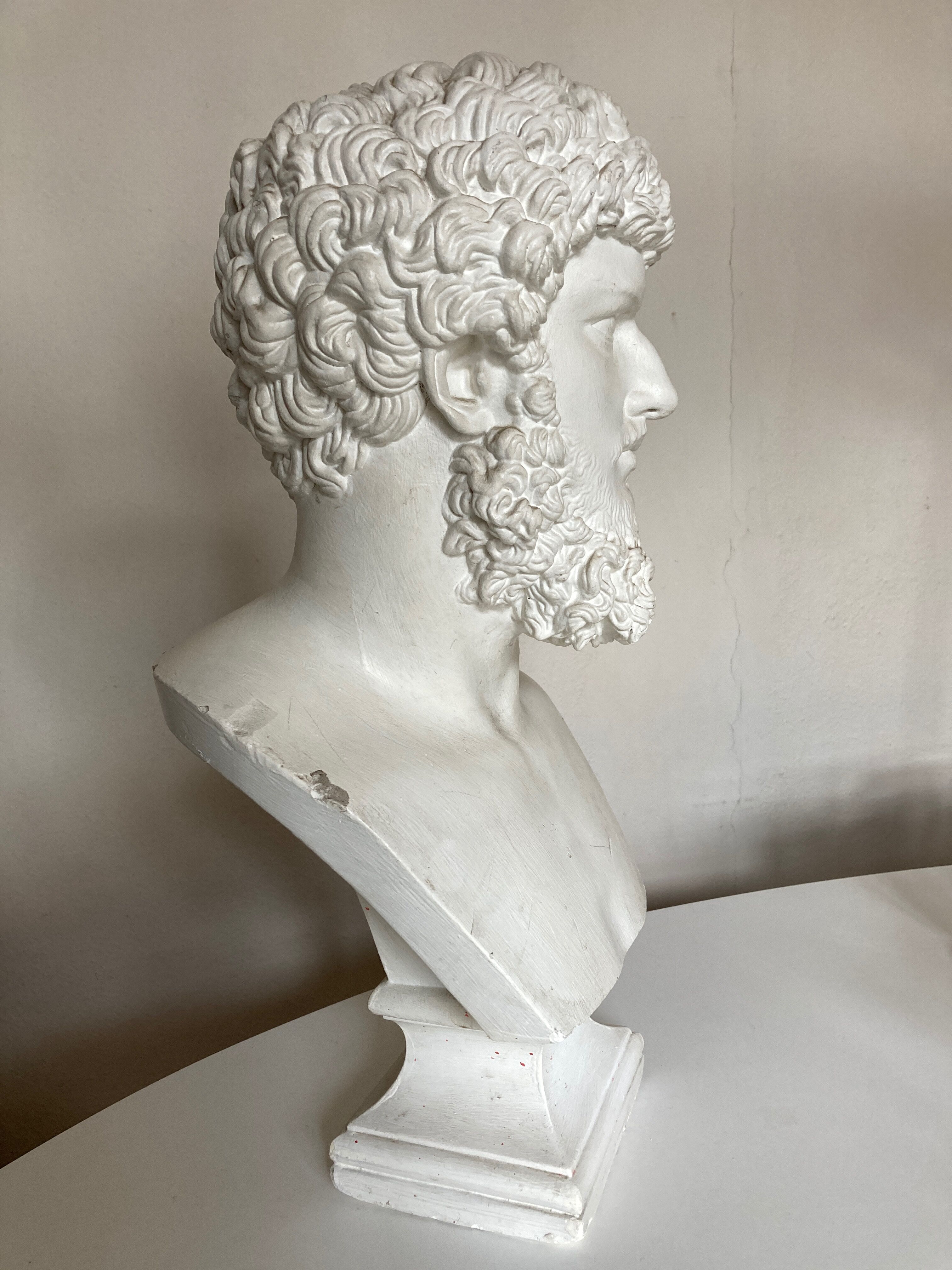 Greco-Roman bust in full plaster of Emperor Lucius Verus Borghese collection