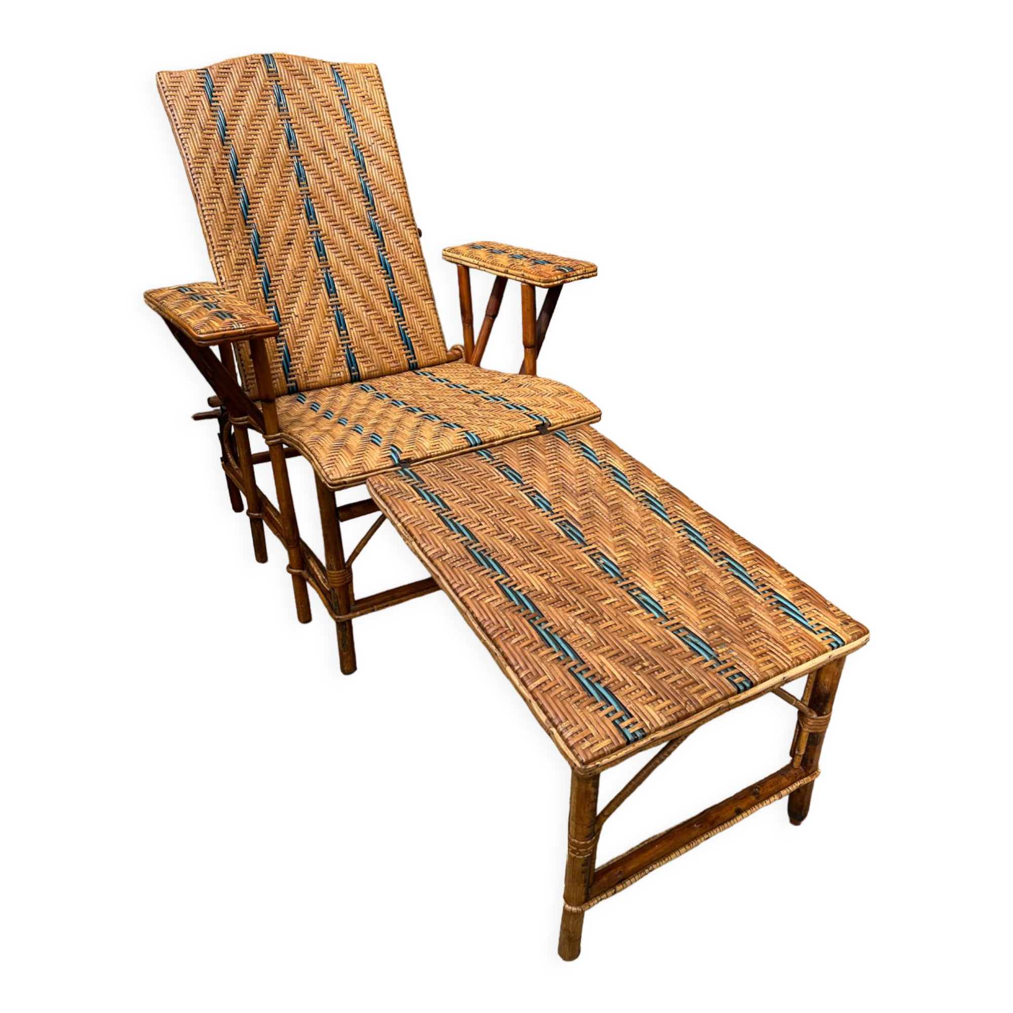 Vintage rattan and wicker deckchair