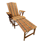 Chaise longue rotin et osier vintage avant-guerre