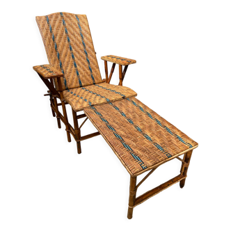 Vintage rattan and wicker deckchair