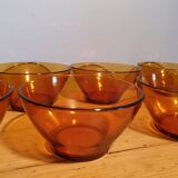 Series of 8 70's amber bowls