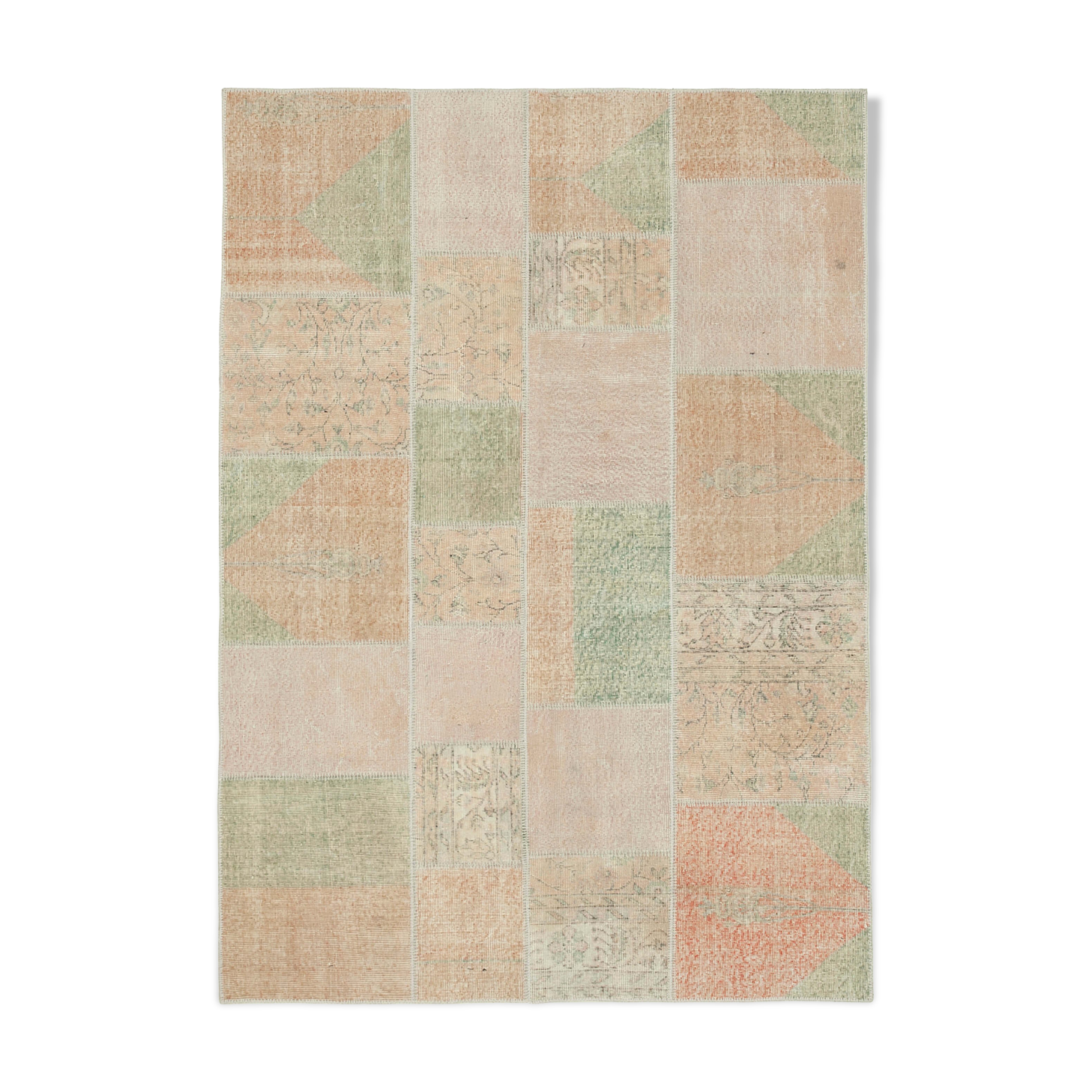 Handmade Oriental Contemporary 172 cm x 242 cm Beige Patchwork Carpet