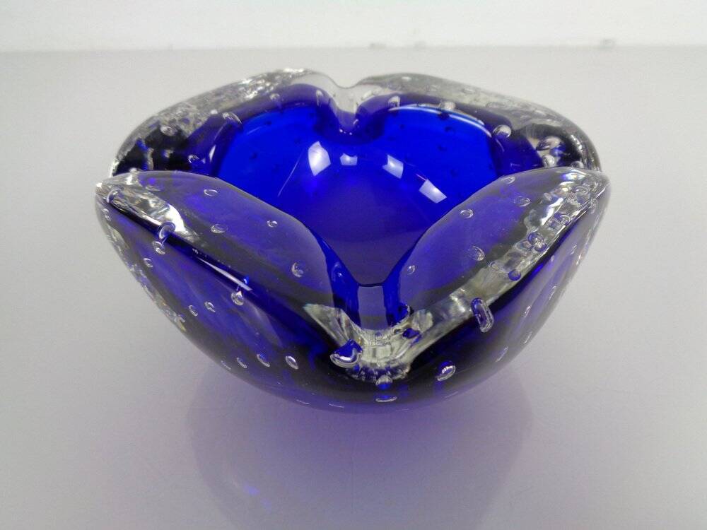 Blue Sommerso Murano Glass Ashtray, Italy, 1960s