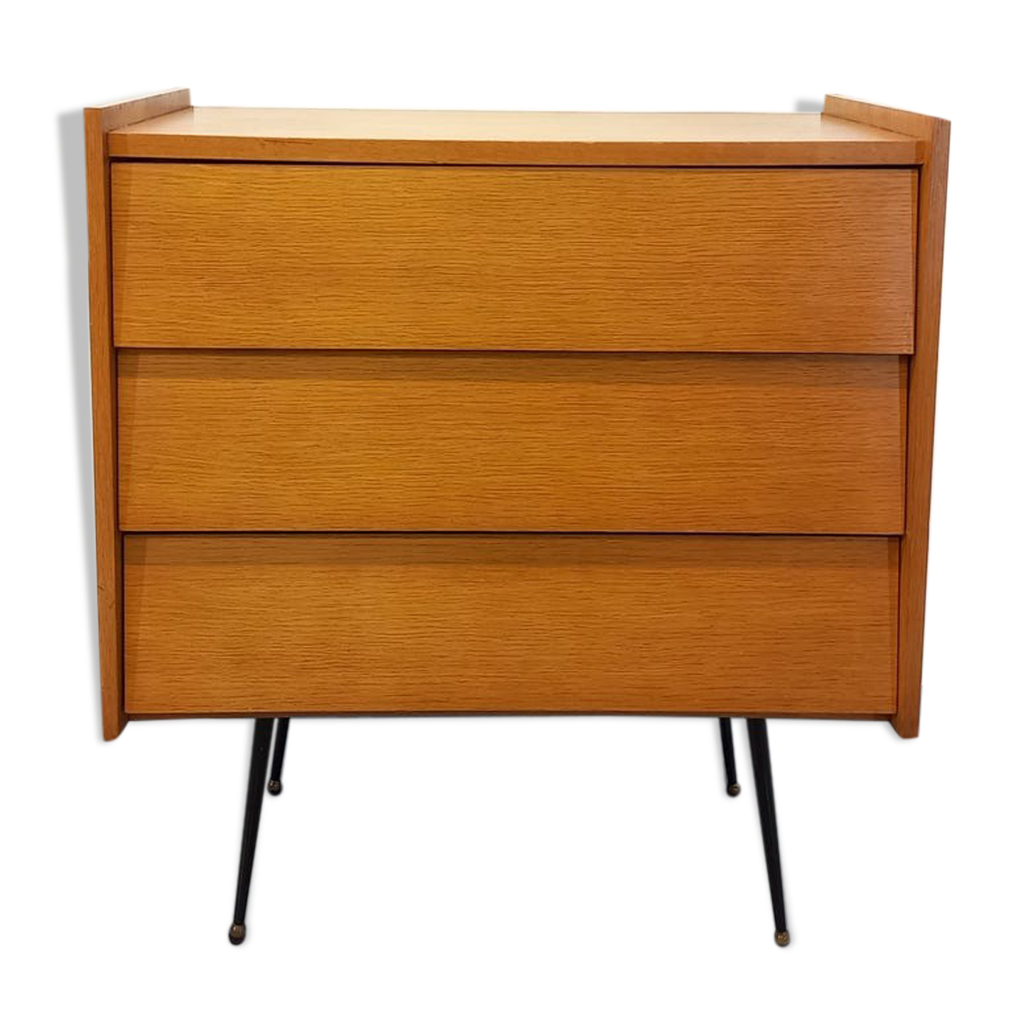 Wooden and black metal chest of drawers from the 50/60s