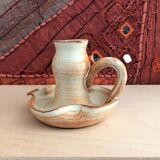 Handmade candle holder in vintage stoneware